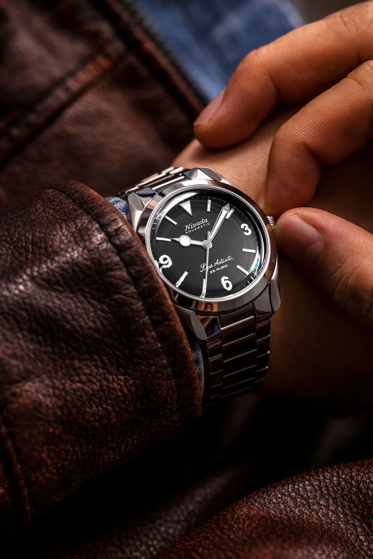 Nivada Grenchen Super Antarctic 3.6.9 - Black Dial White Lume MR WATCHIEF 4 wrist shot