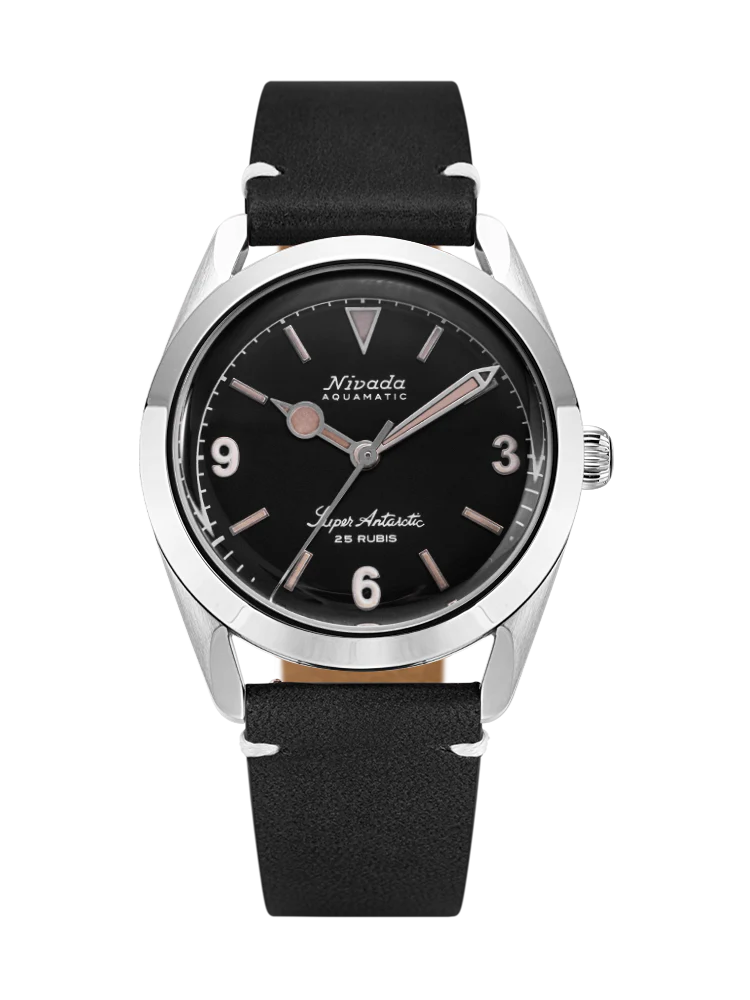 Nivada Grenchen Super Antarctic 3.6.9 Black leather strap