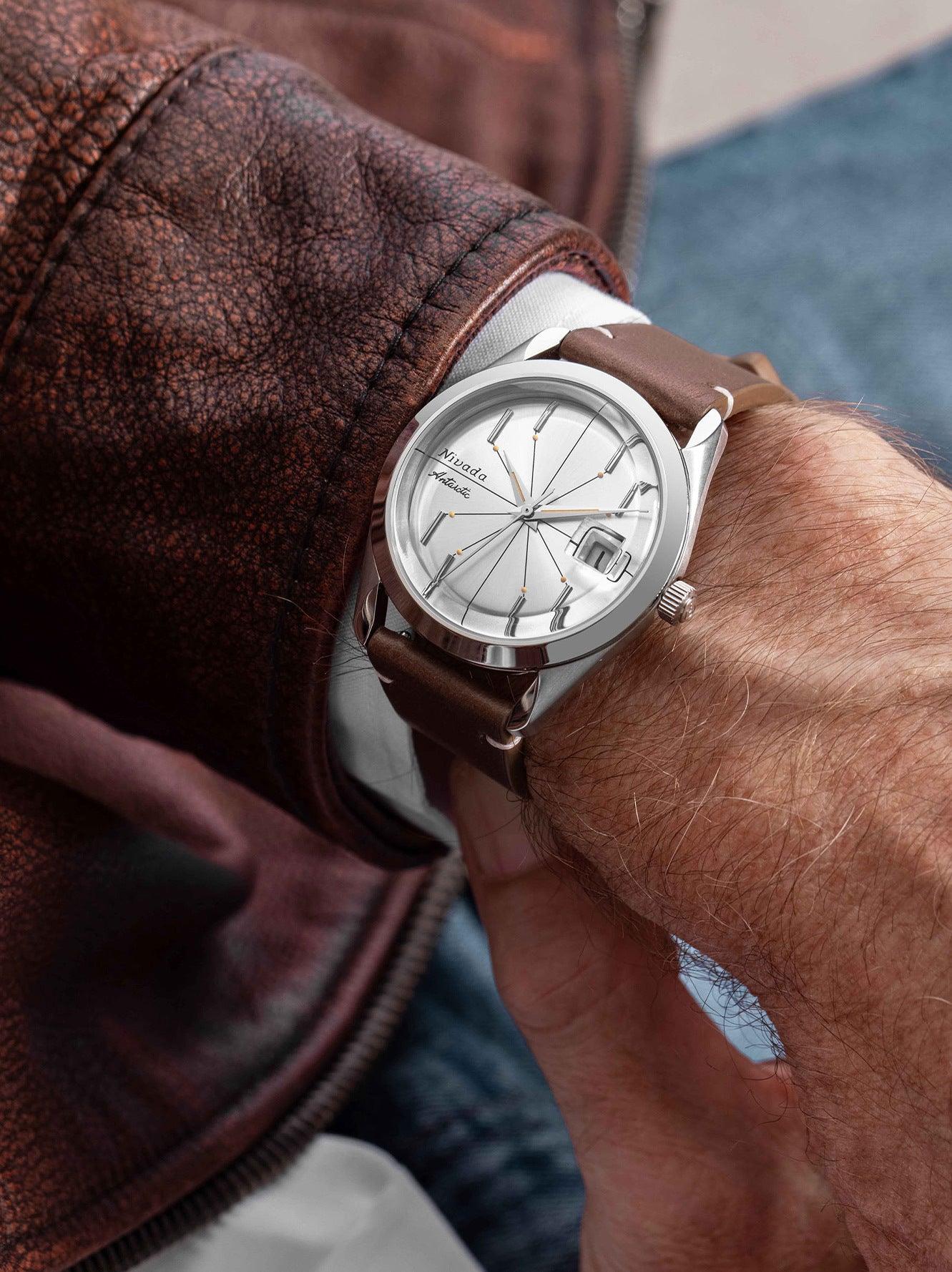 Nivada Grenchen Antarctic Spider With Date - Silver Dial Silver Indexes