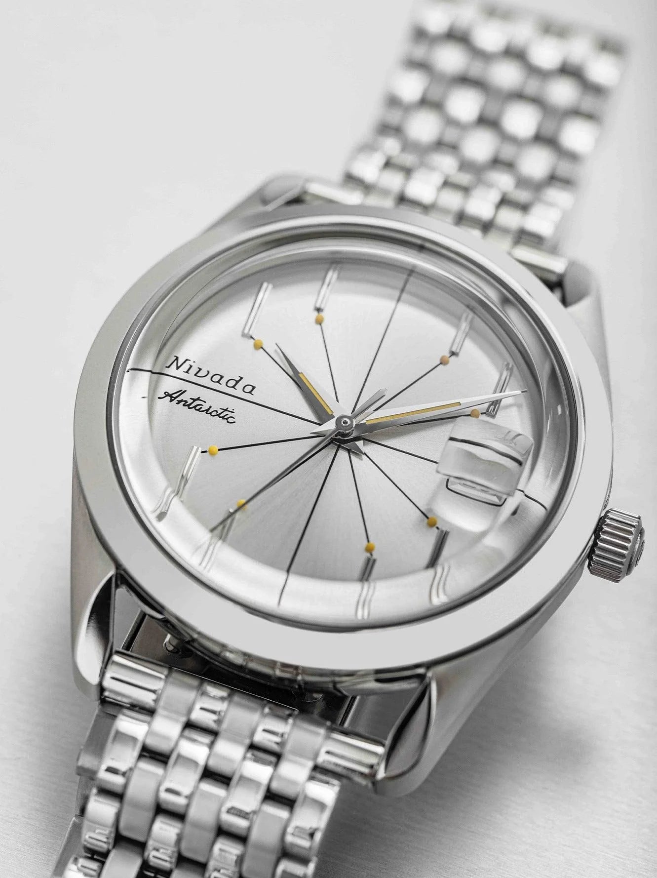 Nivada Grenchen Antarctic Spider With Date - Silver Dial Silver Indexes