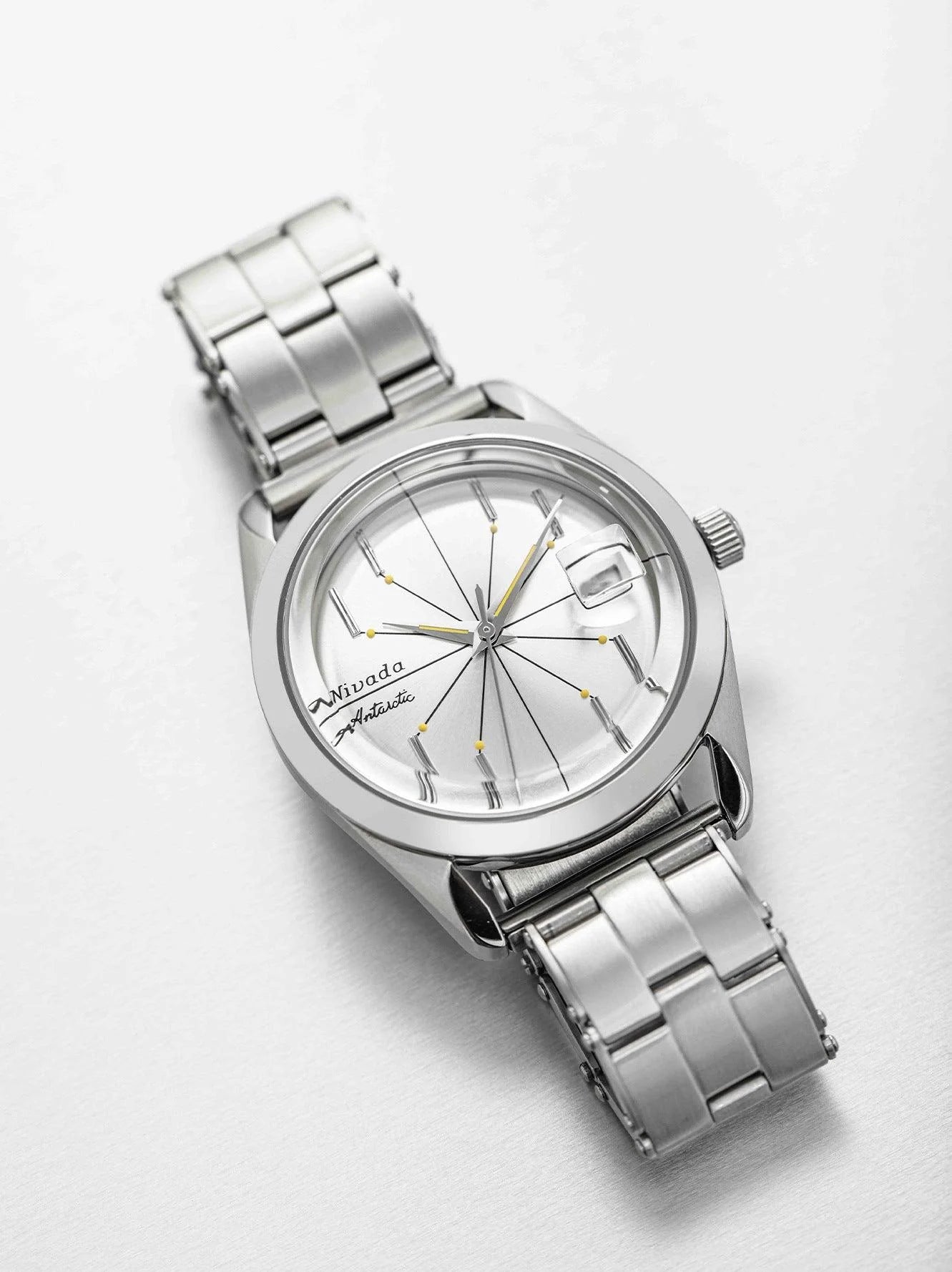 Nivada Grenchen Antarctic Spider With Date - Silver Dial Silver Indexes
