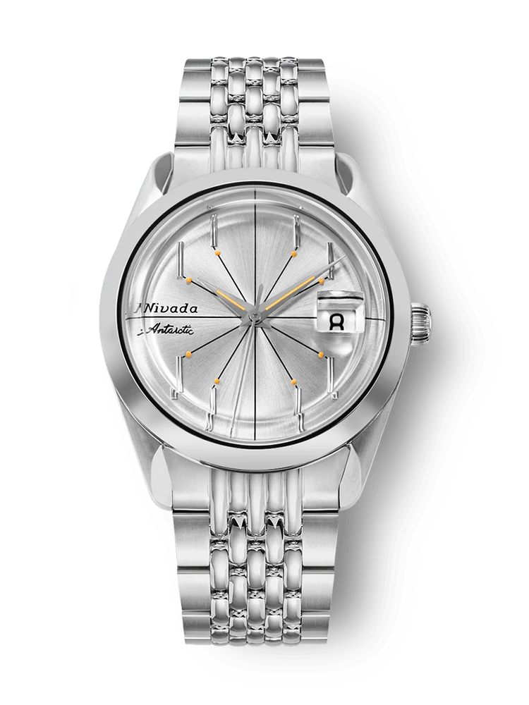 Nivada Grenchen Antarctic Spider With Date - Silver Dial Silver Indexes
