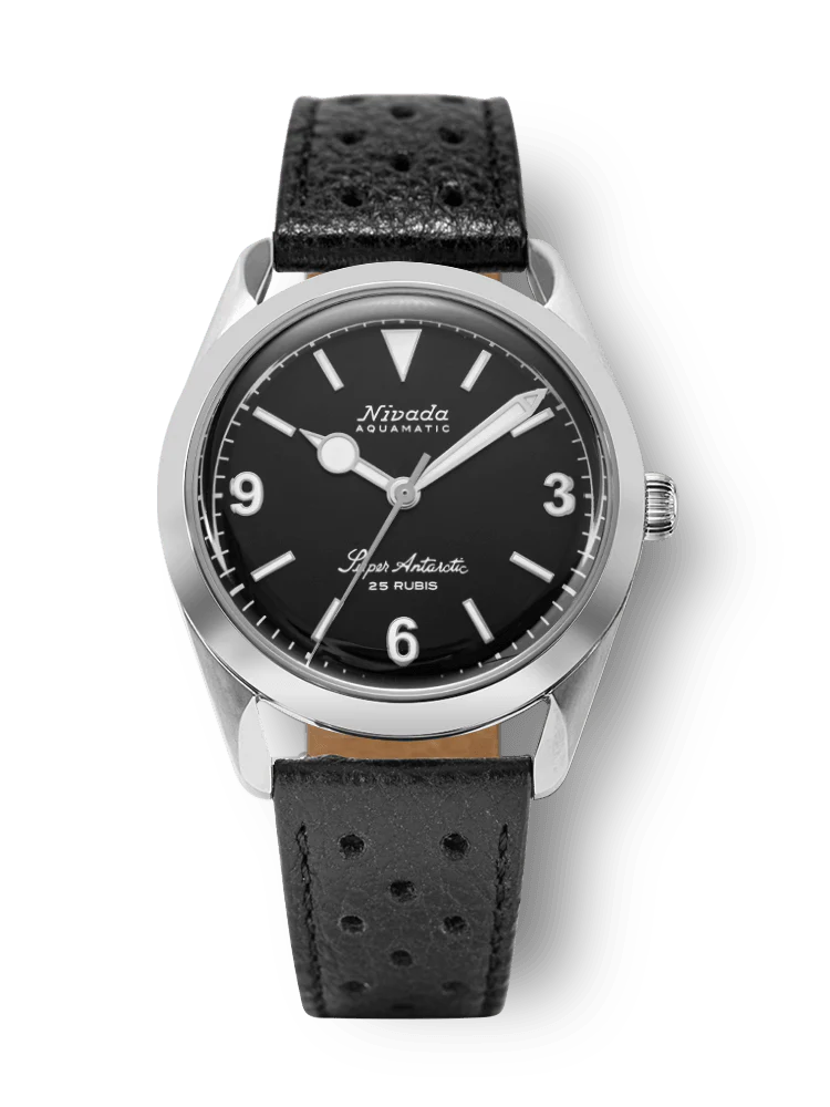 Nivada Grenchen Super Antarctic 3.6.9 - Black Dial White Lume MR WATCHIEF racing strap
