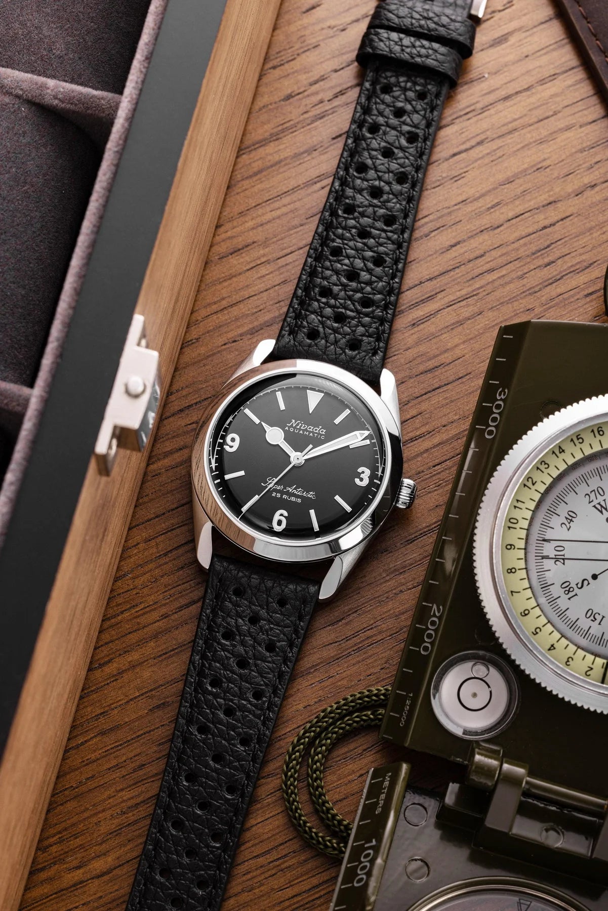 Nivada Grenchen Super Antarctic 3.6.9 - Black Dial White Lume MR WATCHIEF 3 desk shot