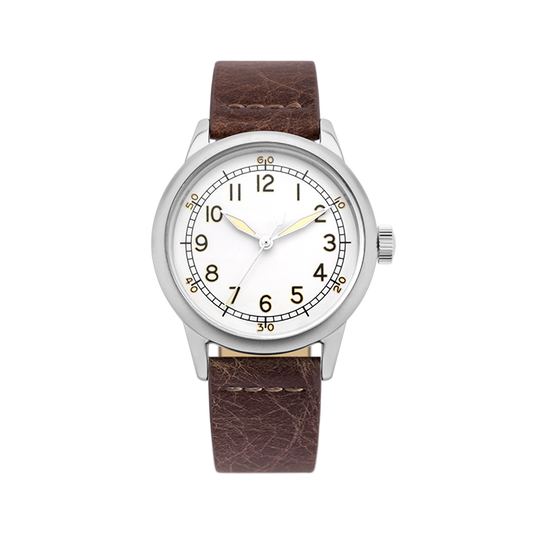 Praesidus Spec 2 Ameriquartz White Patina Leather Watches | Available at MR WATCHIEF